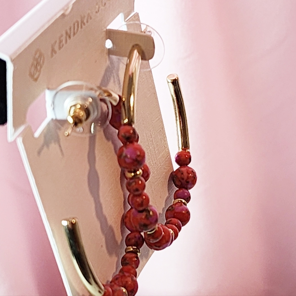 Kendra Scott Jovie Gold Beaded Hoop Earrings - Picture 3 of 6